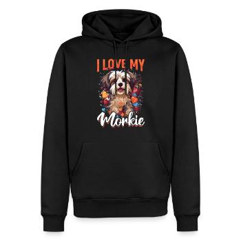 Morkie chien race animal de compagnie j’aime mon Morkie - Sweat à capuche Premium bio Homme - noir - Devant - Nico (187cm)