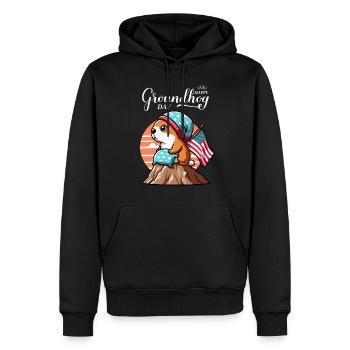 Jour de la marmotte USA drôle printemps chapeau - Sweat à capuche Premium bio Homme - noir - Devant - Nico (187cm)