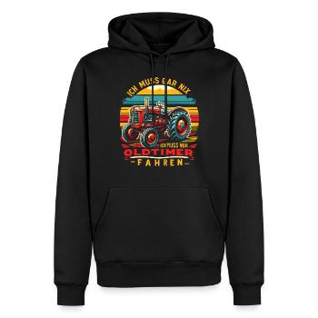 Traktor Oldtimer Landwirtschaft Geschenk Bauer - Männer Premium Bio Hoodie - Schwarz - Vorne - Nico (187cm)