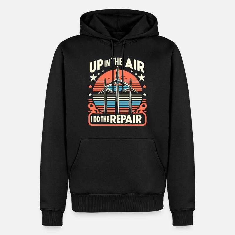 Windrad Kletterer Industriekletterer Geschenk - Männer Premium Bio Hoodie - Schwarz