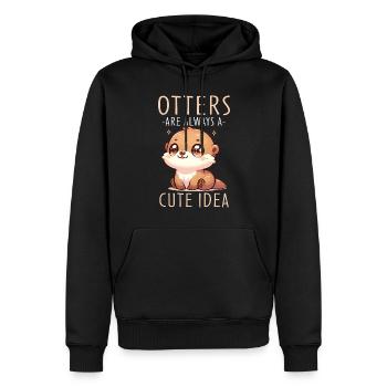 Adorable illustration de loutre pour les amateurs d’animaux - Sweat à capuche Premium bio Homme - noir - Devant - Nico (187cm)