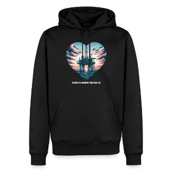Épouse du champ pétrolifère Roughneck Équipe de forage pétrolier Frac - Sweat à capuche Premium bio Homme - noir - Devant - Nico (187cm)
