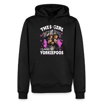 Yorkiepoo chien race animal de compagnie cette fille aime Yorkiepoos - Sweat à capuche Premium bio Homme - noir - Devant - Nico (187cm)