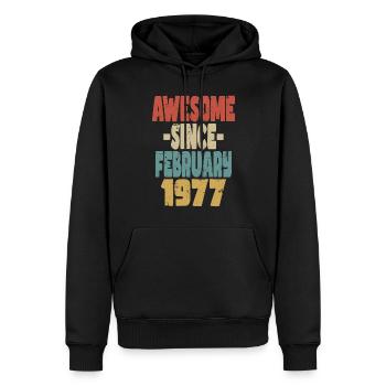 Génial Février 1977 - Sweat à capuche Premium bio Homme - noir - Devant - Nico (187cm)
