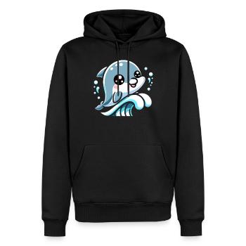 Adorable Dolphin Lover Graphic - Vie marine ludique - Sweat à capuche Premium bio Homme - noir - Devant - Nico (187cm)