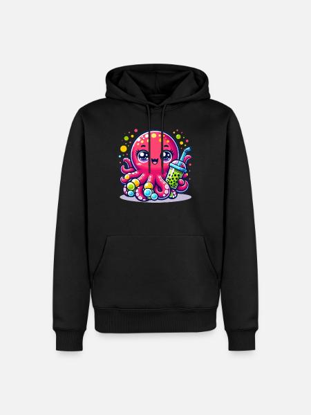 Kawaii Octopus With Bubble Tea Sea Ocean Boba Tea - Men’s Premium Organic Hoodie - black