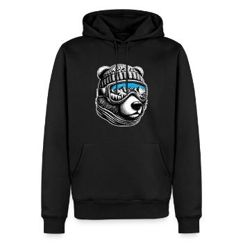 Bear aime skier avec des lunettes de ski Montagnes Snow Fun - Sweat à capuche Premium bio Homme - noir - Devant - Nico (187cm)