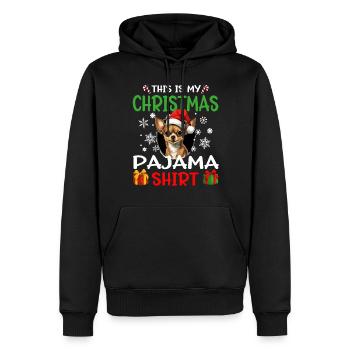 Chihuahua Chiwawa Chien Noël Pyjama Joyeux Noël - Sweat à capuche Premium bio Homme - noir - Devant - Nico (187cm)