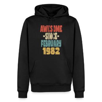 Génial Février 1982 - Sweat à capuche Premium bio Homme - noir - Devant - Nico (187cm)