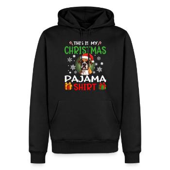 Boxer chien Noël pyjama joyeux Noël - Sweat à capuche Premium bio Homme - noir - Devant - Nico (187cm)