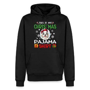 Pyjama de Noël pour chien maltais Joyeux Noël - Sweat à capuche Premium bio Homme - noir - Devant - Nico (187cm)
