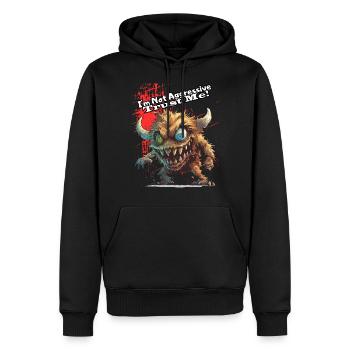 I m not aggressive trust me, Humor, Spaß, Fun, - Men’s Premium Organic Hoodie - black - Front - Nico (187cm)