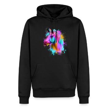 Pferd Graffiti Bunt - Männer Premium Bio Hoodie - Schwarz - Vorne - Nico (187cm)
