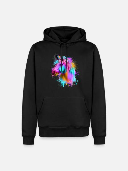 Pferd Graffiti Bunt - Männer Premium Bio Hoodie - Schwarz