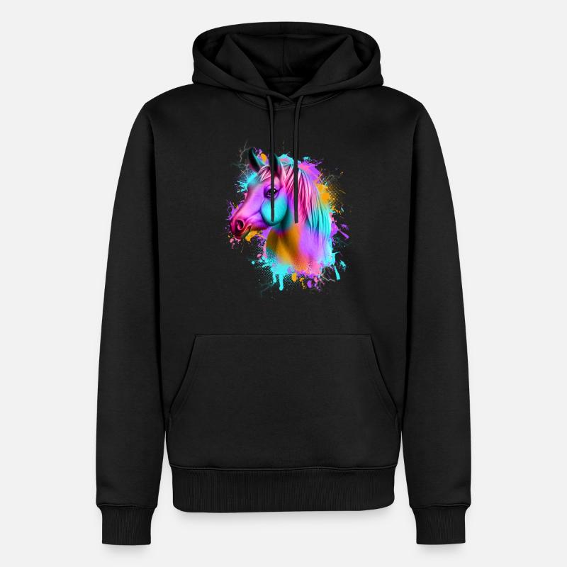 Pferd Graffiti Bunt - Männer Premium Bio Hoodie - Schwarz