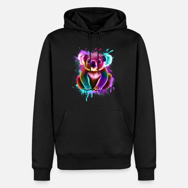 Koala Graffiti Bunt - Männer Premium Bio Hoodie - Schwarz