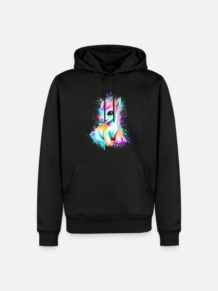 Einhorn Graffiti Bunt - Männer Premium Bio Hoodie - Schwarz