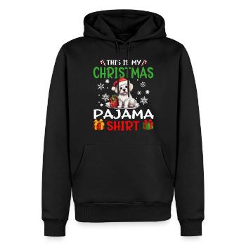 Pyjama de Noël pour chien maltais Joyeux Noël - Sweat à capuche Premium bio Homme - noir - Devant - Nico (187cm)