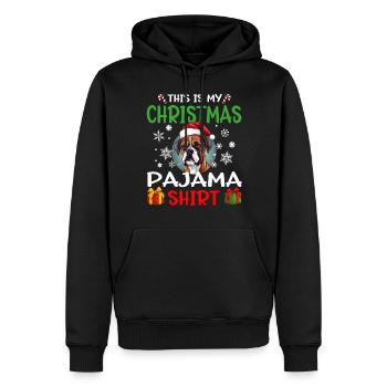 Boxer chien Noël pyjama joyeux Noël - Sweat à capuche Premium bio Homme - noir - Devant - Nico (187cm)