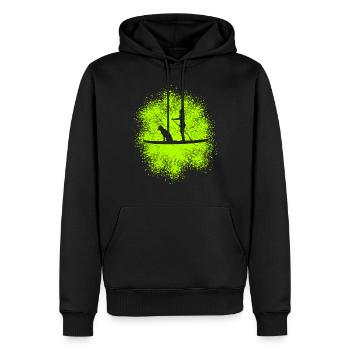 Stand Up Paddle avec chien - Sweat à capuche Premium bio Homme - noir - Devant - Nico (187cm)