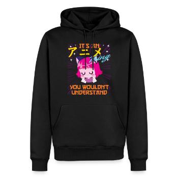 Anime drôle en disant que c’est un truc d’anime - Sweat à capuche Premium bio Homme - noir - Devant - Nico (187cm)