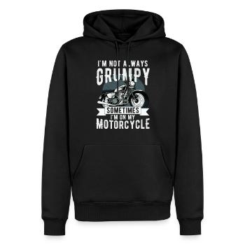 Ich bin nicht immer mürrisch, manchmal bin ich auf der Kippe - Männer Premium Bio Hoodie - Schwarz - Vorne - Nico (187cm)