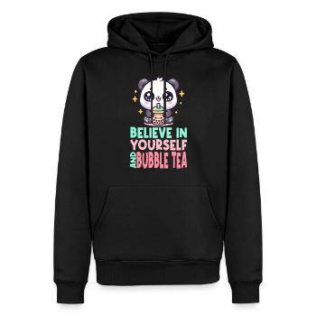 Kawaii Panda Bubble Tea Boba Drink Milchtee Asiatisch - Männer Premium Bio Hoodie - Schwarz - Vorne - Nico (187cm)