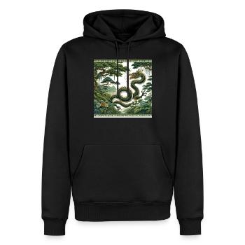 Chinesische Drachenkunst Mystische Waldgeister - Männer Premium Bio Hoodie - Schwarz - Vorne - Nico (187cm)