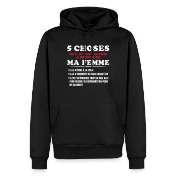 Humour Couple Jalousie Cadeau Amoureux Copain - Sweat à capuche Premium bio Homme - noir - Devant - Nico (187cm)