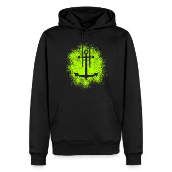 Anker – Symbol für Freiheit und Meer - Männer Premium Bio Hoodie - Schwarz - Vorne - Nico (187cm)