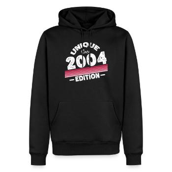 Unique depuis 2004 Edition Anniversaire Millésime 2004 - Sweat à capuche Premium bio Homme - noir - Devant - Nico (187cm)
