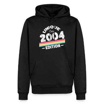 Unique depuis 2004 Edition Anniversaire Millésime 2004 - Sweat à capuche Premium bio Homme - noir - Devant - Nico (187cm)
