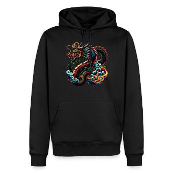 Farbenfrohes künstlerisches Design des chinesischen Drachen - Männer Premium Bio Hoodie - Schwarz - Vorne - Nico (187cm)