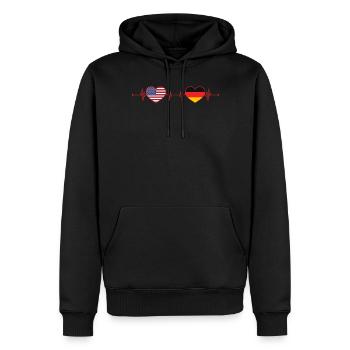 USA Deutschland Herzschlag Amerikanisch Deutsche Herzflagge - Männer Premium Bio Hoodie - Schwarz - Vorne - Nico (187cm)