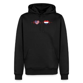 États-Unis Pays-Bas Heartbeat Américain Néerlandais - Sweat à capuche Premium bio Homme - noir - Devant - Nico (187cm)