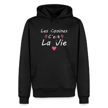 Les Copines C est La Vie La Meilleure Amie Femme - Sweat à capuche Premium bio Homme - noir - Devant - Nico (187cm)