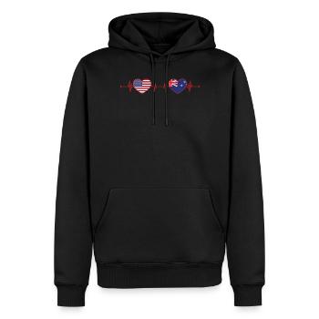 États-Unis Nouvelle-Zélande Heartbeat Américain Néo-Zélandais - Sweat à capuche Premium bio Homme - noir - Devant - Nico (187cm)