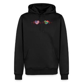 États-Unis Afrique du Sud Heartbeat Américain Sud-Africain - Sweat à capuche Premium bio Homme - noir - Devant - Nico (187cm)