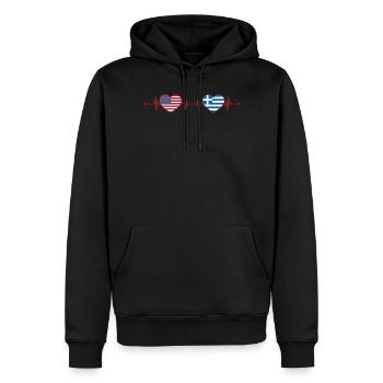 USA Griechischer Herzschlag Amerikanisches Griechenland - Männer Premium Bio Hoodie - Schwarz - Vorne - Nico (187cm)