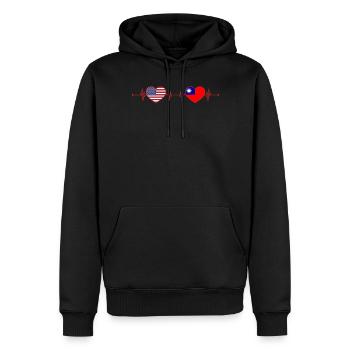 États-Unis Taïwan Heartbeat Américain Taïwanais - Sweat à capuche Premium bio Homme - noir - Devant - Nico (187cm)
