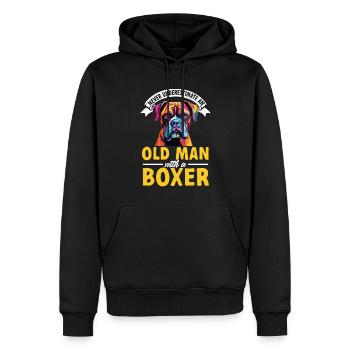 Boxer Dog Race Pet - Ne sous-estimez jamais un - Sweat à capuche Premium bio Homme - noir - Devant - Nico (187cm)