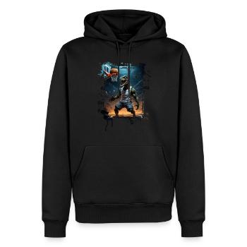 Basket-ball T Rex Dinosaure Graffiti Splash - Sweat à capuche Premium bio Homme - noir - Devant - Nico (187cm)