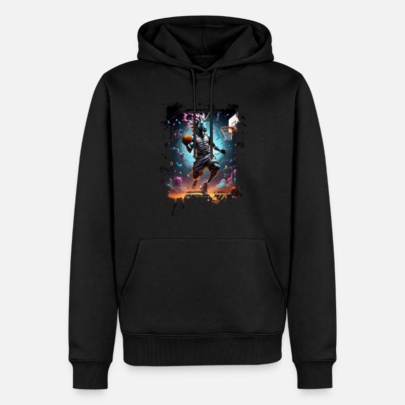 Basketball Einhorn Graffiti Splash - Männer Premium Bio Hoodie - Schwarz