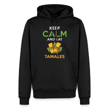 Tamales Lover Design - Restez calme et mangez des tamales - Sweat à capuche Premium bio Homme - noir - Devant - Nico (187cm)