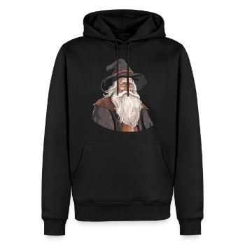 Le Magicien Blanc - Sweat à capuche Premium bio Homme - noir - Devant - Nico (187cm)