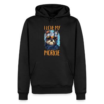 Morkie chien race animal de compagnie j’aime mon Morkie - Sweat à capuche Premium bio Homme - noir - Devant - Nico (187cm)