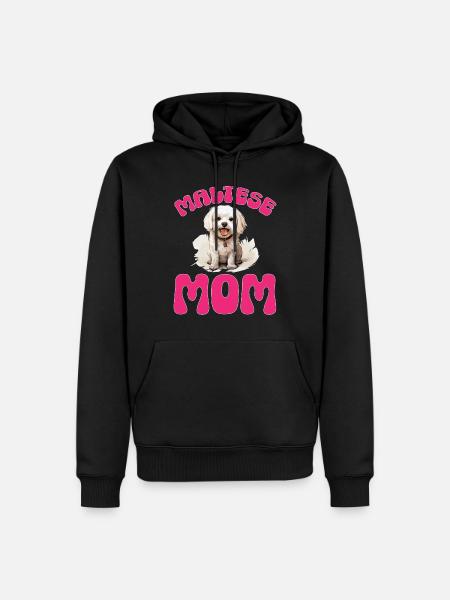Chien maltais de race animal de compagnie Maman maltaise - Sweat à capuche Premium bio Homme - noir