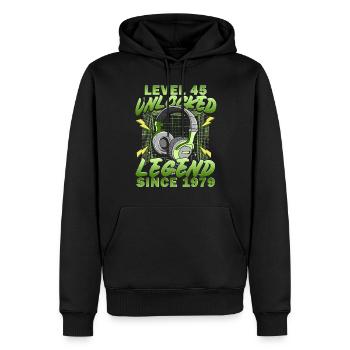 Level 45 Unlocked 45 Years Birthday 1979 - Men’s Premium Organic Hoodie - black - Front - Nico (187cm)