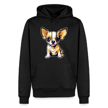 Niedlicher kleiner Chihuahua Hund im Comic Style - Männer Premium Bio Hoodie - Schwarz - Vorne - Nico (187cm)