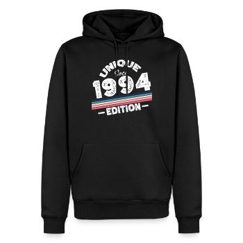 Unique depuis 1994 Edition Anniversaire Millésime 1994 - Sweat à capuche Premium bio Homme - noir - Devant - Nico (187cm)